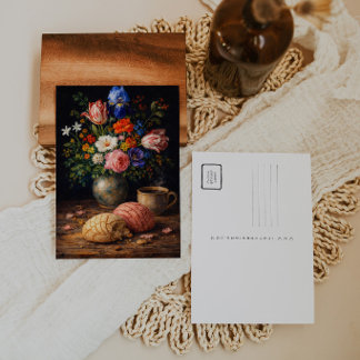 Floral Concha Still Life Art Postcard