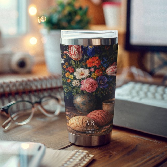 Floral Concha Still Life | Monogram Insulated Tumbler (Creator Uploaded)