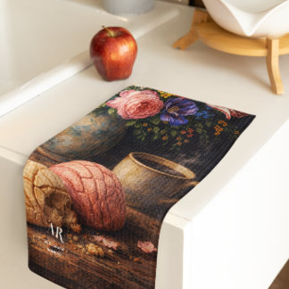 Floral Concha Still Life | Monogram Kitchen Towel