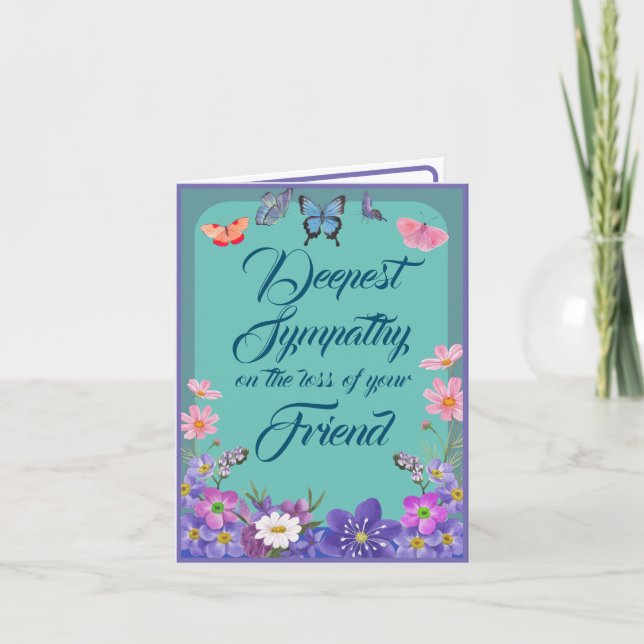 Floral Condolence Message Card For Loss Of Friend (Front)