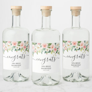 Floral Congrats Girl Graduation Liquor Bottle Label