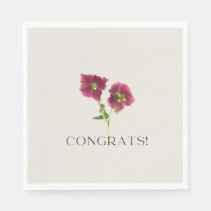 Floral Congrats Trendy Magenta Violet Flower Napkins