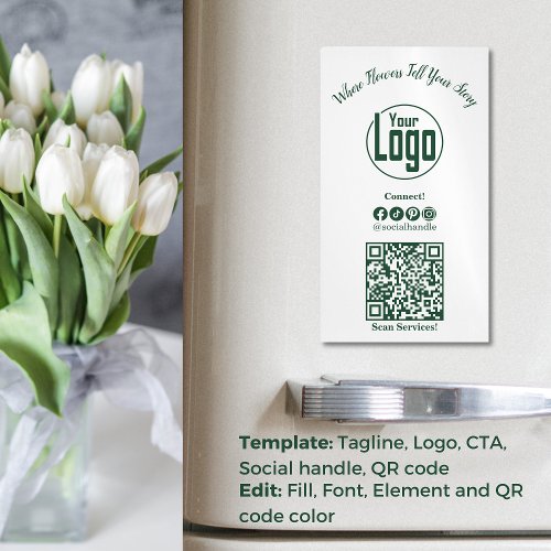 Floral Connect Social Media Business Card Magnet