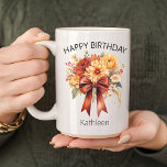 Floral Coquette Bow Happy Birthday Mug for Her<br><div class="desc">Celebrate in style with our custom Happy Birthday mug featuring bouquet flowers & a coquette bow. Perfect for mom, grandma, daughter, sister, or friend! happy birthday mug, custom birthday mug, personalized mug gift, bouquet flowers mug, coquette bow mug, birthday gift for mom, birthday gift for grandma, birthday gift for her,...</div>