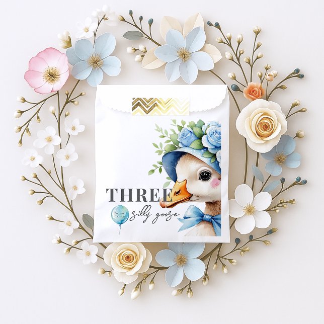 Floral Coquette Bow Silly Goose Boy Birthday  Favor Bag (Creator Uploaded)