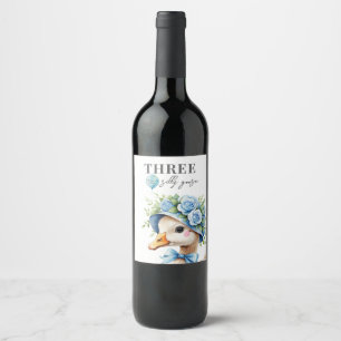 Floral Coquette Bow  Silly Goose Boy Birthday  Wine Label
