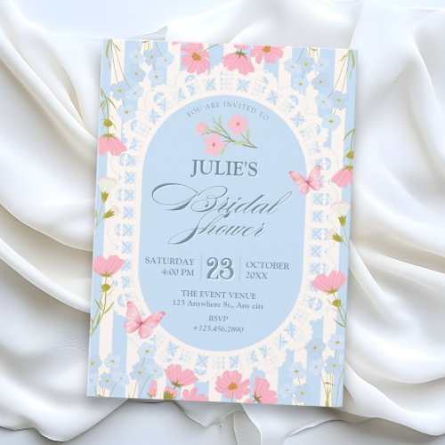 Floral coquette bridal shower invitation