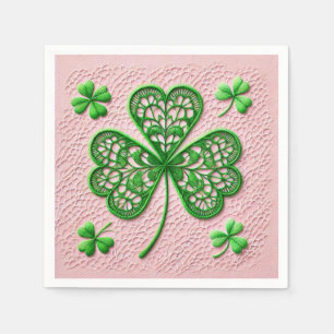Floral coquette lace shamrock St Patrick's day Napkins