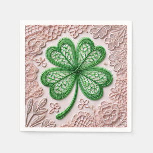 Floral coquette lace shamrock St Patrick's day  Napkins