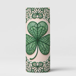 Floral coquette lace shamrock St Patrick's day  Pillar Candle