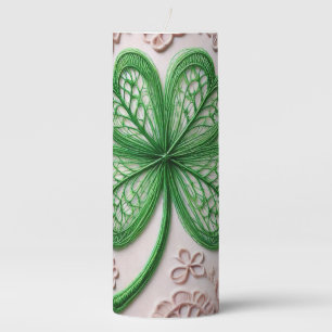 Floral coquette lace shamrock St Patrick's day Pillar Candle