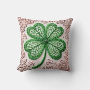 Floral coquette lace shamrock St Patrick's day  Throw Pillow