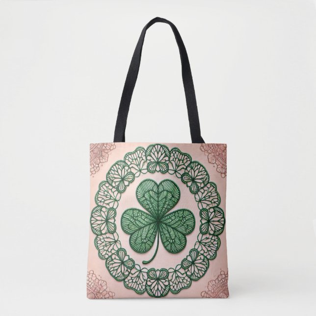 Floral coquette lace shamrock St Patrick's day  Tote Bag (Front)