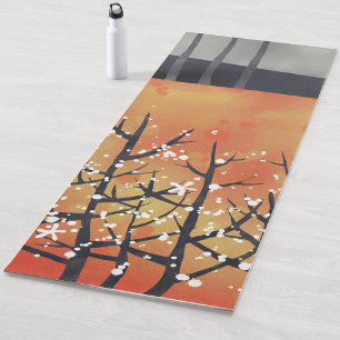 Floral Coral Abstract Orange Yoga Mat