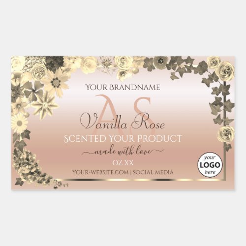 Floral Coral Cream Product Labels Initials Logo