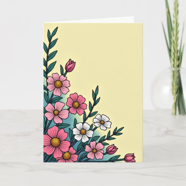 Floral Corner Blossom Card (Front)