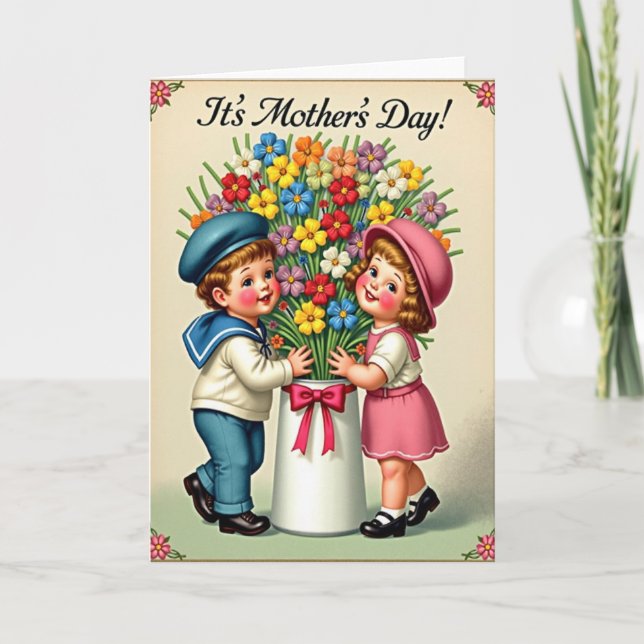 Floral Corner Mothers Day Card (Front)
