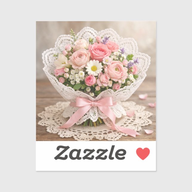 Floral Corner Wedding Napkin Sticker (Sheet)