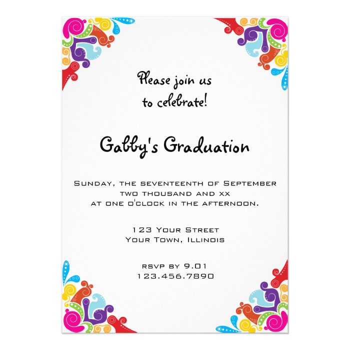 Floral Corners Graduation Party Invitation