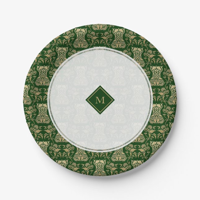 Floral Corset Damask Pattern Paper Plates (Front)