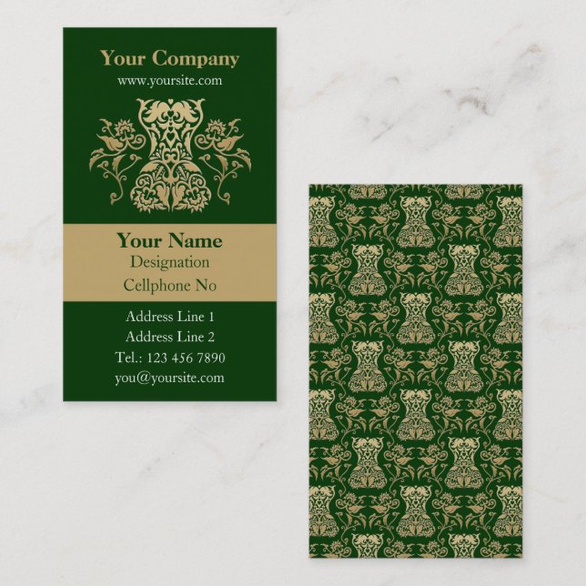 Floral Corset Damask Pattern Vertical Business Card (Front/Back)