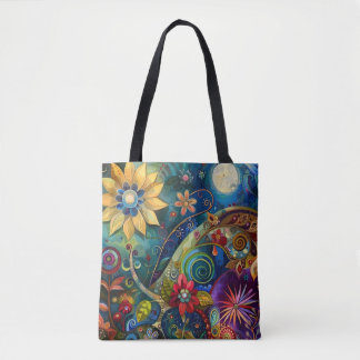 Floral Cosmic Bloom Tote Bag