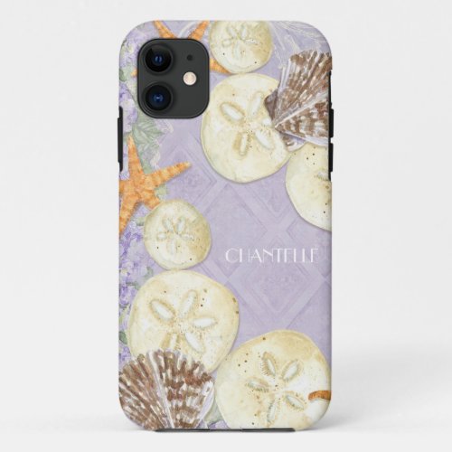 Floral Cottage by the Sea Shells Beachy Name iPhone 11 Case