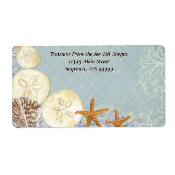 Floral Cottage By The Sea Shells Beachy Wedding Label by AudreyJeanne at Zazzle