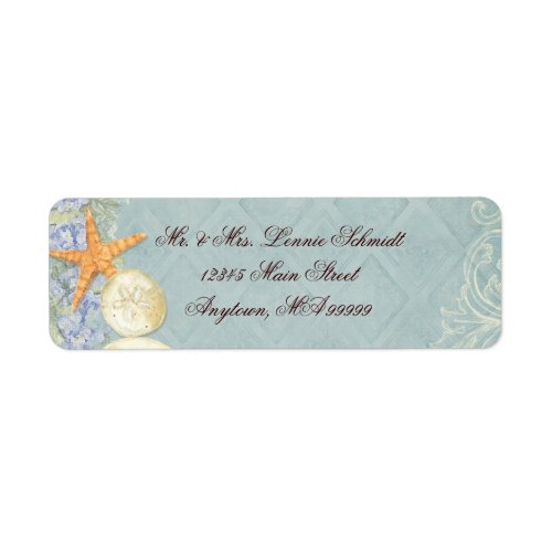 Floral Cottage by the Sea Shells Beachy Wedding Label