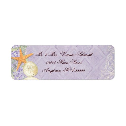 Floral Cottage by the Sea Shells Beachy Wedding Label