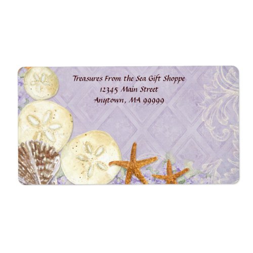 Floral Cottage by the Sea Shells Beachy Wedding Label