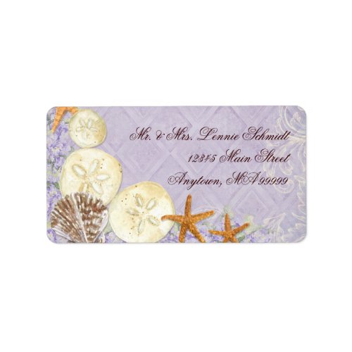 Floral Cottage by the Sea Shells Beachy Wedding Label
