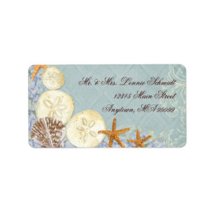 Floral Cottage by the Sea Shells Beachy Wedding Label