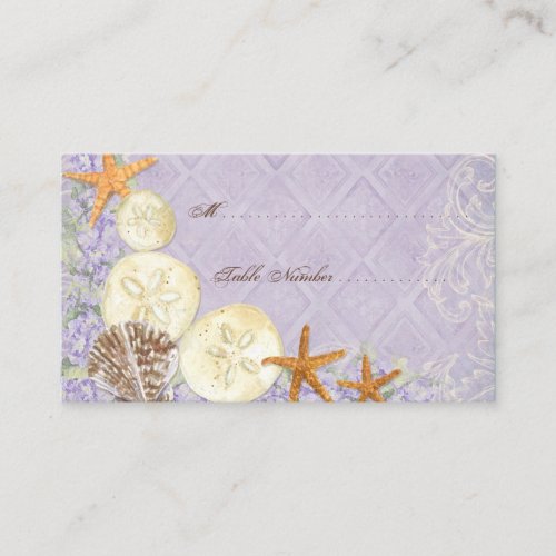 Floral Cottage by the Sea Shells Beachy Wedding Place Card