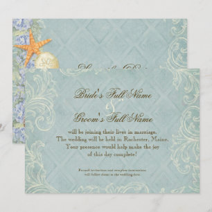 Floral Cottage by the Sea Shells Beachy Wedding Save The Date
