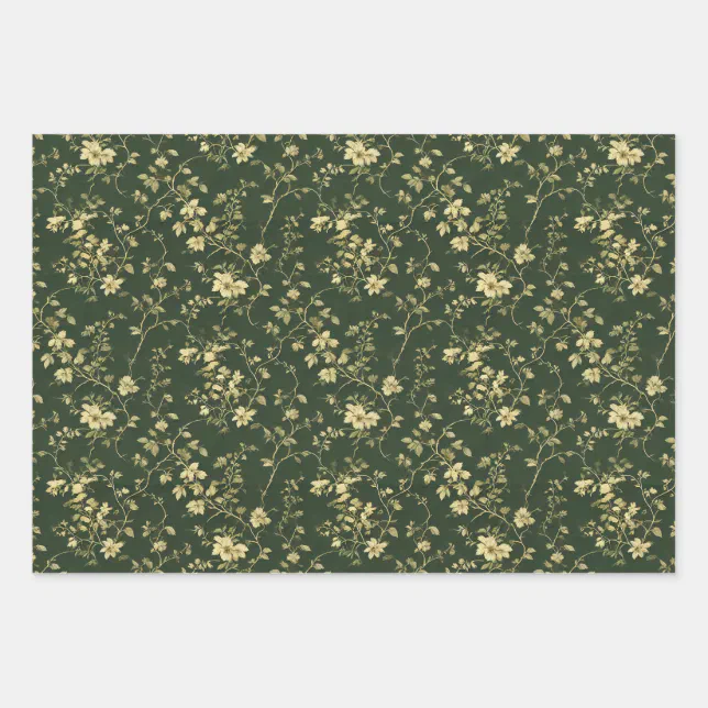 Floral Cottage Core Sage Green Decoupage Wrapping Paper Sheets | Zazzle
