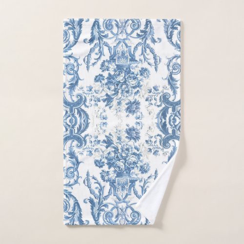 Floral Cottage Elegant English Country Blue White Hand Towel