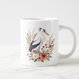 Floral cottagecore farmhouse shoebill giant coffee mug