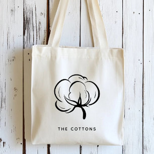 Floral Cotton Boll Personalized Tote Bag
