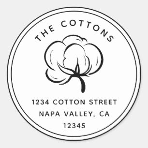 Floral Cotton Boll   Return Address Classic Round Sticker