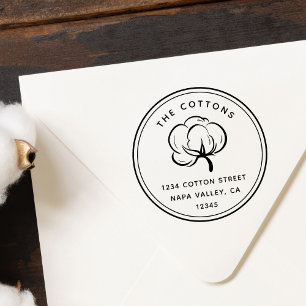 Floral Cotton Boll   Return Address Self-inking Stamp