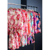 Floral Cotton Embroidered Initial Bridesmaid Robe (Front)