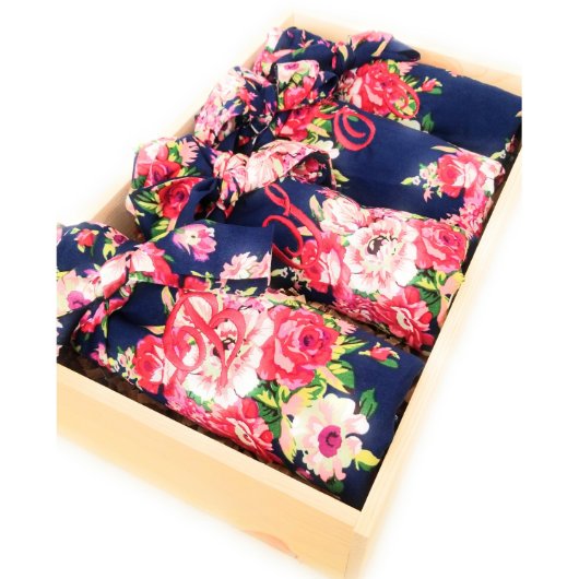 Floral Cotton Embroidered Initial Bridesmaid Robe (Front)