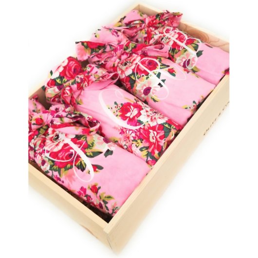 Floral Cotton Embroidered Initial Bridesmaid Robe (Front)