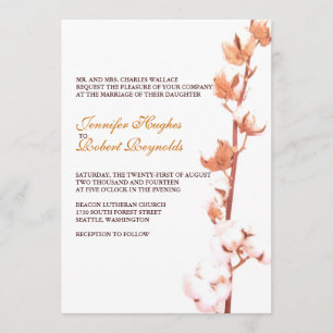 Floral Cotton Wedding Invitation