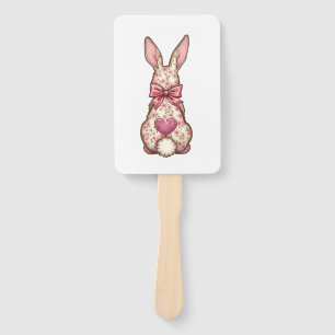 Floral Cottontail Bunny Coquette Bow Rabbit Easter Hand Fan