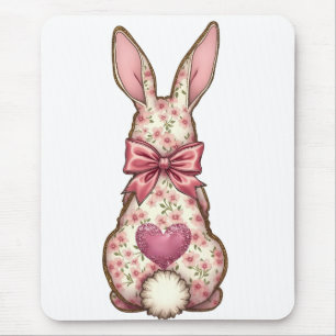 Floral Cottontail Bunny Coquette Bow Rabbit Easter Mouse Pad