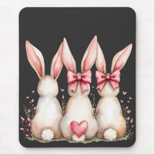 Floral Cottontail Bunny Coquette Bow Rabbit Easter Mouse Pad