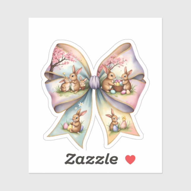 Floral Cottontail Bunny Coquette Bow Rabbit Easter Sticker (Sheet)