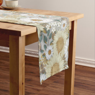 Floral Country Flower Garden Short Table Runner
